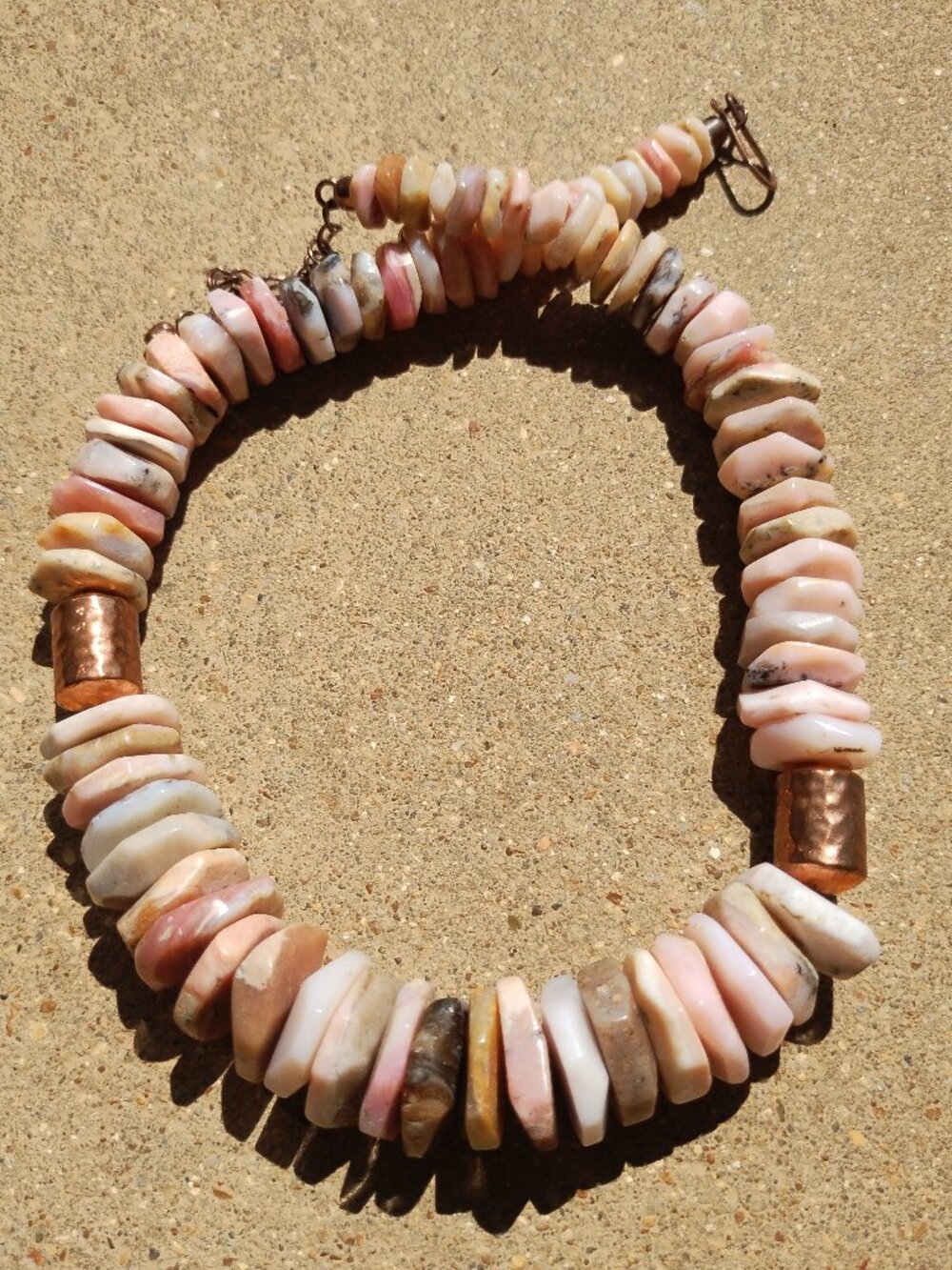 Jay King DRT Mine Finds Raw Pink Opal and Copper Necklace 20 - 23 inches long
